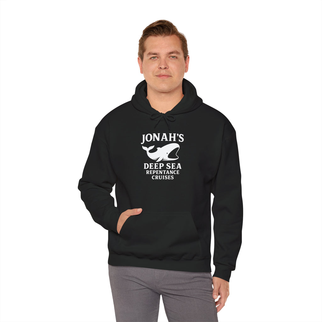 Deep Sea Repentance Cruises Hoodie, Unisex Hooded Sweatshirt, Cute Whale Design, Nautical Gift, Ocean Lover Apparel, Unique Sweatshirt